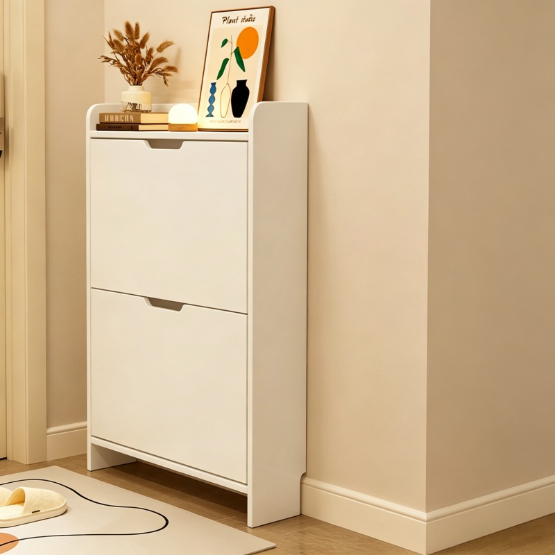 2-Tier Wooden Shoe Organizer C - Shoe Rack Cabinet Narrow Entryway 评论和价格