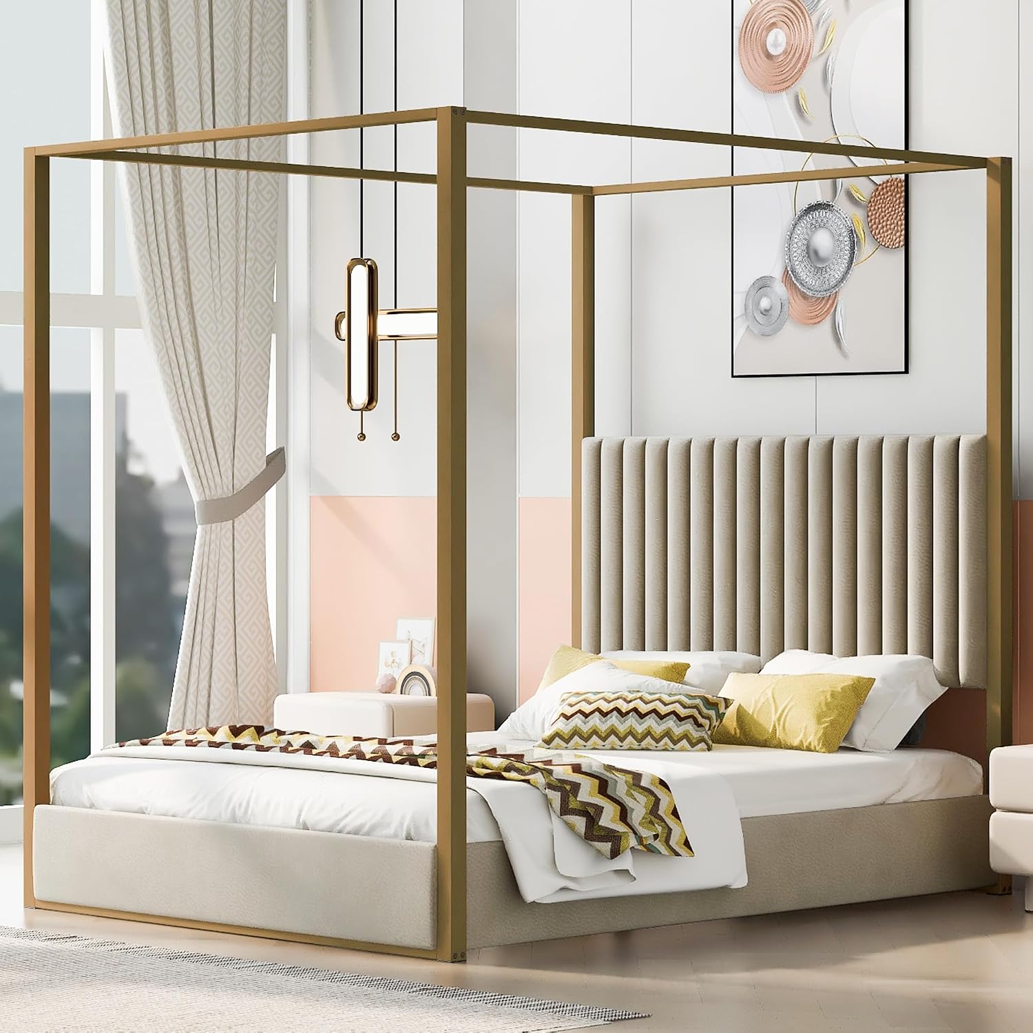 Modern Canopy Platform Bed Que - Canopy Bed Frame Metal Queen 评论和价格