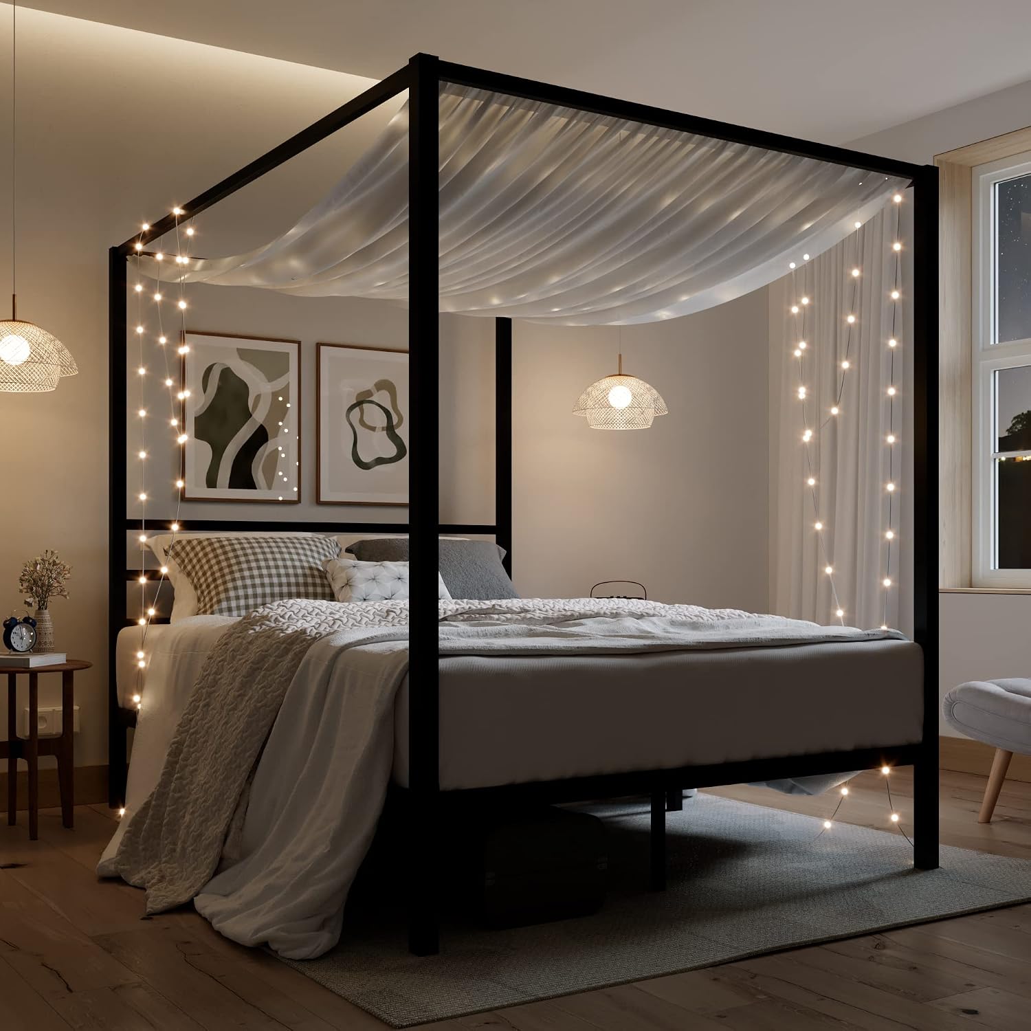 Queen Metal Canopy Bed Frame H - Canopy Bed Frame Metal Queen 评论和价格