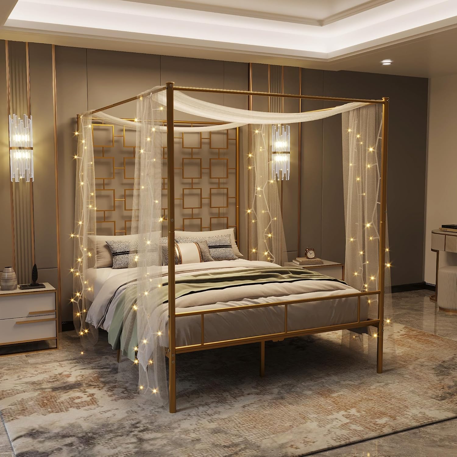 Queen Canopy Bed Frame Metal F - Canopy Bed Frame Metal Queen 评论和价格