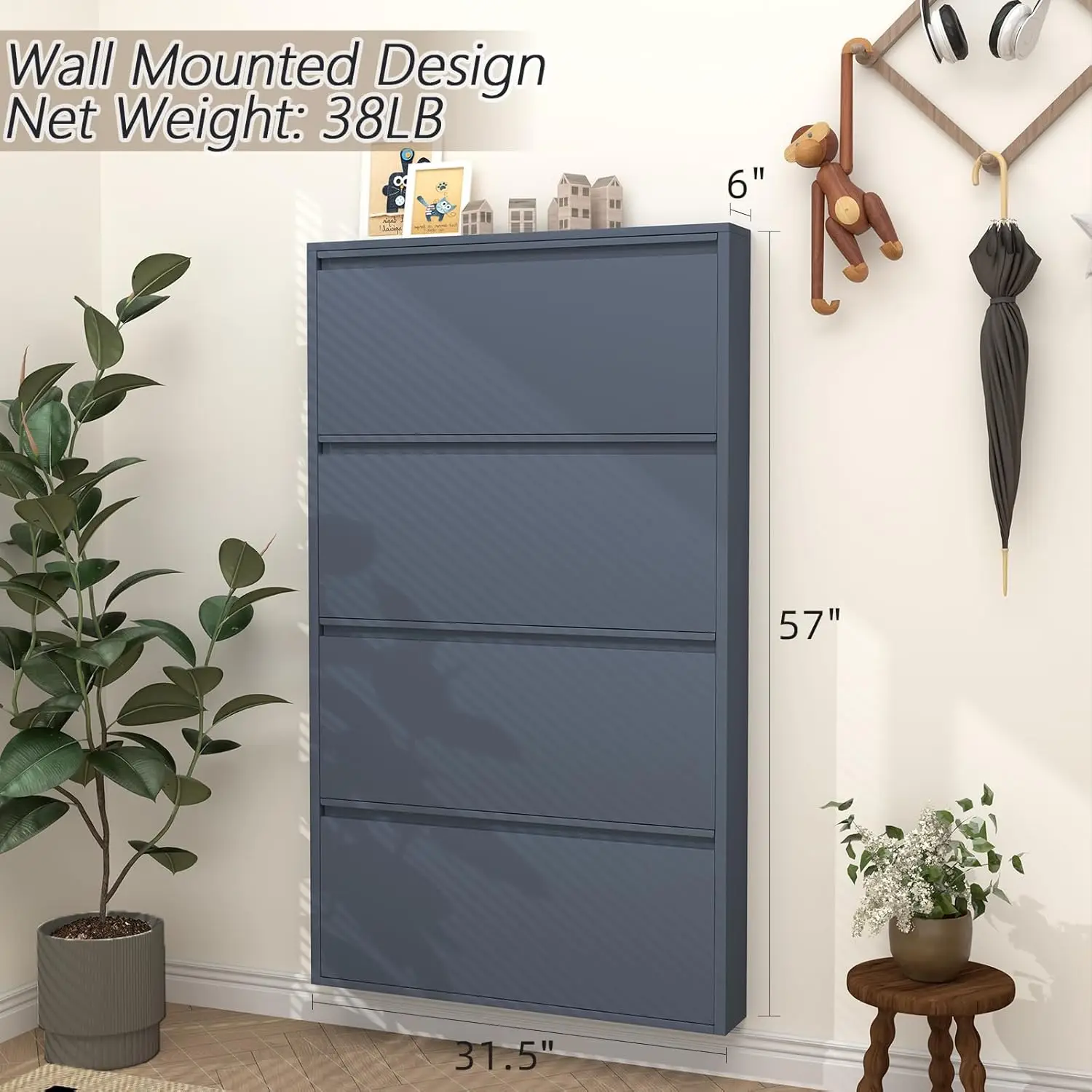 Shoe Cabinet with 4 Flip Drawe - Shoe Rack Cabinet Narrow Entryway 评论和价格