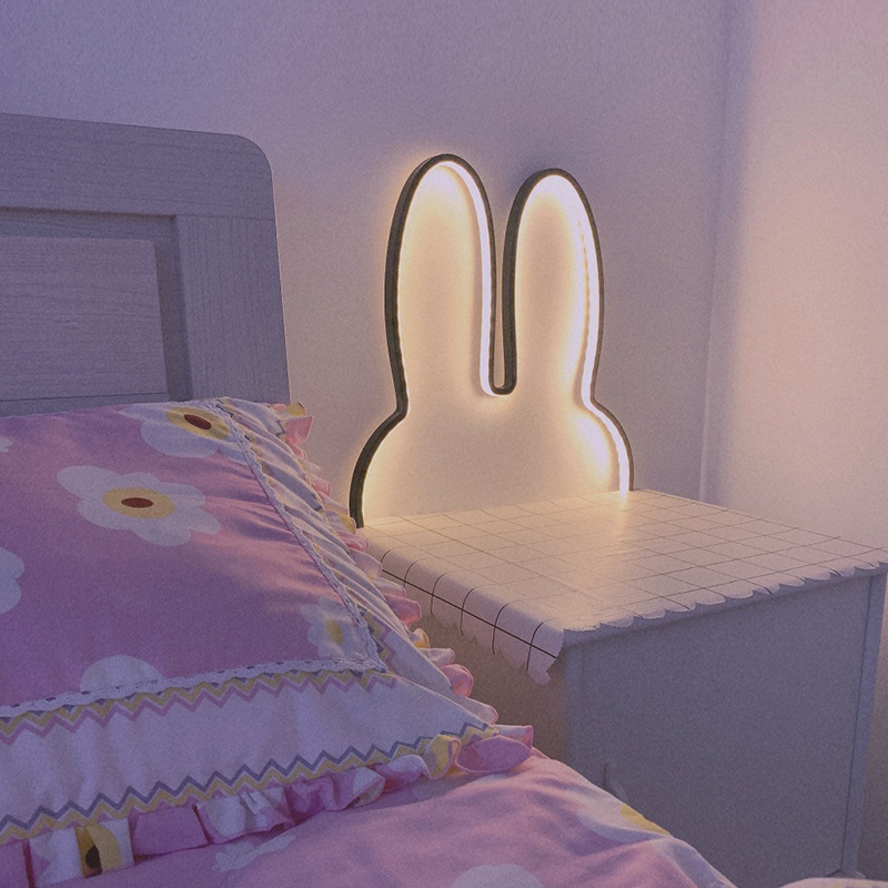 Cute Led Rabbit Wall Lights US - Floating Nightstand With Led Light 评论和价格