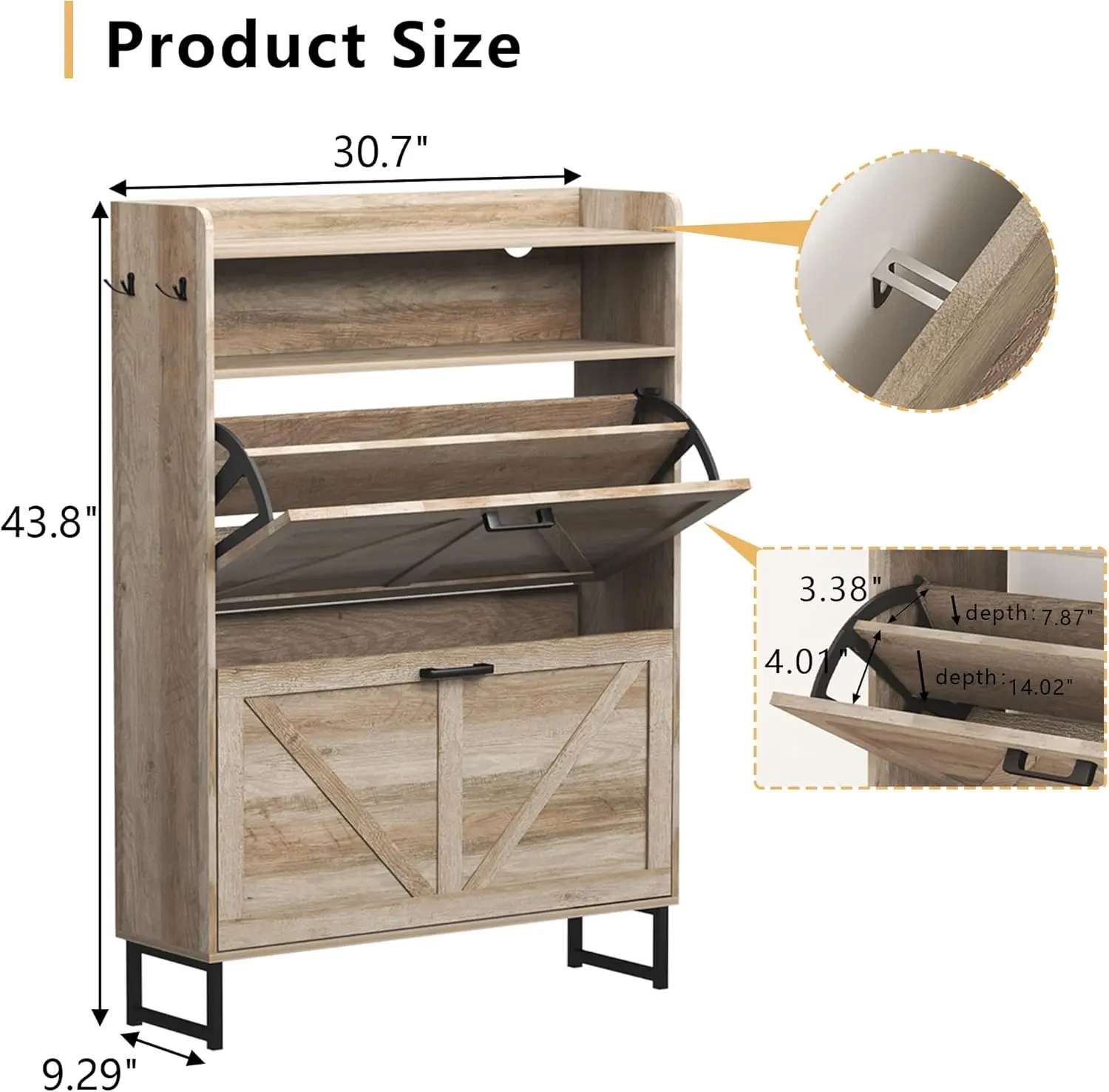 Shoe Cabinet with 2 Flip Drawe - Shoe Rack Cabinet Narrow Entryway 评论和价格