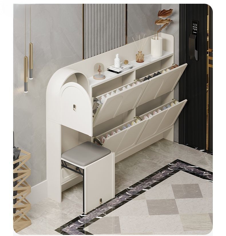 Shoe Cabinet, Modern Cream Woo - Shoe Rack Cabinet Narrow Entryway 评论和价格