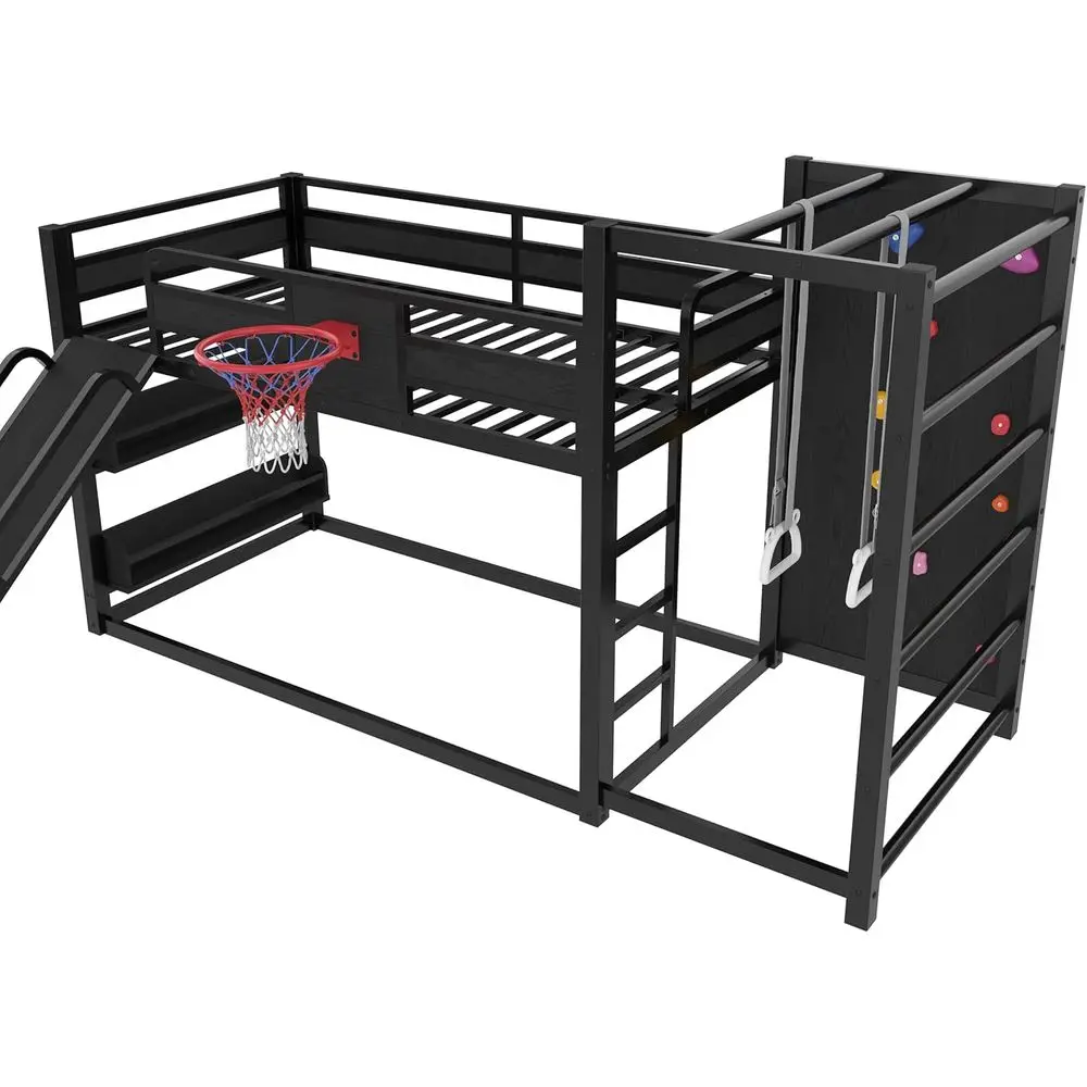 Twin Metal Bunk Bed with Baske - Bunk Bed With Stairs And Slide 评论和价格